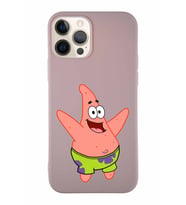 Apple iPhone 12 Pro Soft Premier Kapak Patrick Yıldız Tasarımlı Silikon Kılıf - Pudra (Şeffaf)