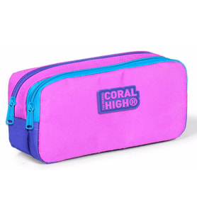 Coral High Pembe-Mavi İki Bölmeli Kalem Çantası -Kız Çocuk