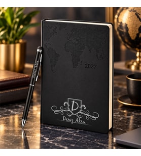 BK Gift Kişiye Özel 378 Termo Deri Tarihli Ajanda & Siyah Touch Pen Tükenmez Kalem-10