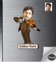 Kişiye Özel Kemancı Erkek Ahşap Magnet -1