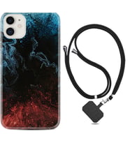 Apple iPhone 11 12 13 Mini Kılıf Boyun Askılı Silikon Red Blue Black Abstact 1386