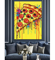 Pizza Damlayan Peynir Sanatı Dekoratif Kanvas - Mdf Ahşap Tablo