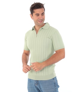 Monox Erkek Polo Yaka Fermuarlı Spor Yazlık Triko Tişort (Yeşil)