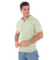 Monox Erkek Polo Yaka Fermuarlı Spor Yazlık Triko Tişort (Yeşil)