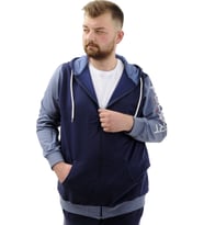 Mode XL Büyük Beden Erkek Eşofman Üstü Fermuarlı Kapüşonlu SPORT U24523 İndigo