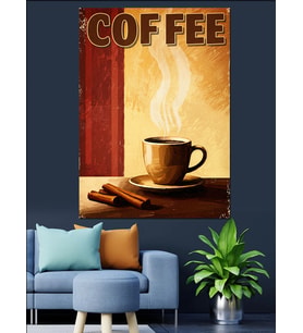 "Coffee" Retro Kahve Posteri Dekoratif Kanvas - Mdf Ahşap Tablo