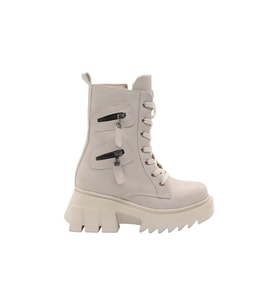 Mergenshoes Bf182 Bej Bağcıklı Fermuarlı Kadın Bot