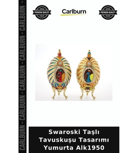 Özel Üretim Dekoratif Hediyelik Kristal Tasarım Swaroski Taşlı Tavuskuşu Tasarımı Yumurta Alk1950