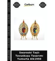 Özel Üretim Dekoratif Hediyelik Kristal Tasarım Swaroski Taşlı Tavuskuşu Tasarımı Yumurta Alk1950