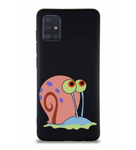 Samsung Galaxy M31S Soft Premier Kapak Salyangoz Gary Tasarımlı Silikon Kılıf - Siyah (Şeffaf)