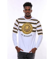 Beyaz Baskılı Taşlı Bisiklet Yaka Sweatshirt - Wessi