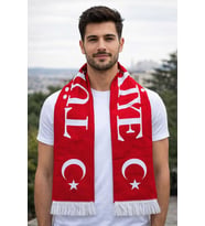 Türk Bayraklı Dokuma Atkı (Kırmızı)