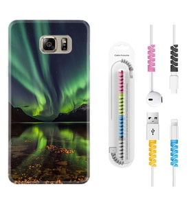 Samsung S7 Edge S20 Fe Plus Ultra S21 S22 Kılıf Kablo Koruma Spiral Silikon Kuzey Işıkları 1327