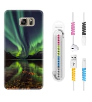 Samsung S7 Edge S20 Fe Plus Ultra S21 S22 Kılıf Kablo Koruma Spiral Silikon Kuzey Işıkları 1327