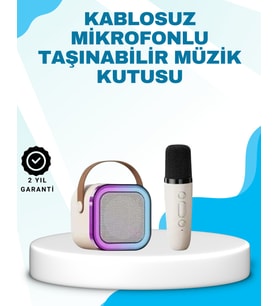 Karaoke Mikrofon Hoparlör Seti Bluetooth Kablosuz Taşınabilir