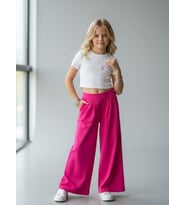 Kız Çocuk Bol Paça Rahat Kesim Pantolon (Pembe)