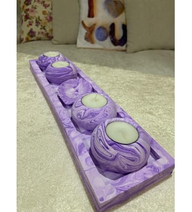 5'li Beton Tabaklı Mumluk Set,dekoratif Mumluk,hediyelik Eşya,mumlar Dahildir.