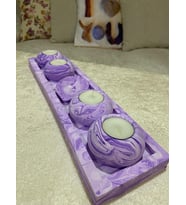 5'li Beton Tabaklı Mumluk Set,dekoratif Mumluk,hediyelik Eşya,mumlar Dahildir.