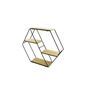 PETEK - 4 KATLI METAL İSKELETLİ - AHŞAP RAFLI  DEKORATİF RAF  60 X 14 X 53 Cm GO-53-vice 01287