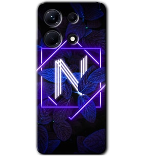 İnfinix Note 30 Pro Kılıf HD Desen Baskılı Kılıf - Dark Neon Yaprak N Harfi