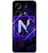 İnfinix Note 30 Pro Kılıf HD Desen Baskılı Kılıf - Dark Neon Yaprak N Harfi