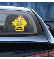 Usta Arabada Bebek Var Araba Sticker 00170 Renkli 20x20 Cm