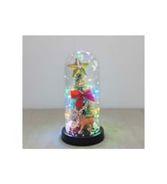 Kişiye Özel Yılbaşı Temalı Işıklı Dekoratif Cam Fanus - 21x11cm