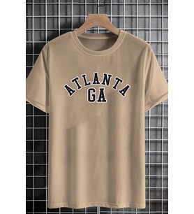 Unisex Atlanta Baskılı T-shirt (Bej)