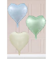 3lü Retro Kalp Folyo Balon Seti Krem,Yeşil, Mavi Set44