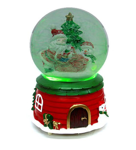 Yılbaşı Kar Küresi Noel Baba Evi Işıklı Müzikli