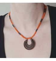 Antik Bakır Doğal Taşlı Kolye