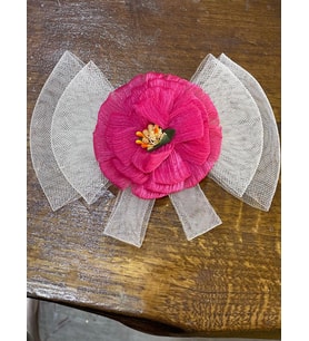 21X15 CM KALIN TÜLLÜ KURDELE GÜL FİYONK ELBİSE TOKA BROŞ İĞNELİK AKSESUARI