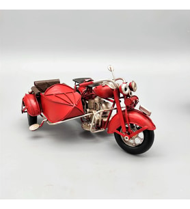 Dekoratif Metal Kırmızı Motosiklet Sepetli A-7917