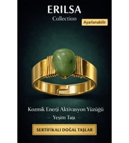 Sertifikalı Yeşim Taşı Doğal Taş Yüzük Ayarlanabilir - Bakır Üzeri Altın Kaplama Şans Yüzüğü (Çok Renkli)