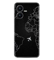 Vivo Y22S Kılıf Resimli Desenli Silikon Platinium Series Black Plane 1868