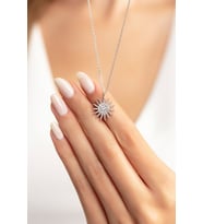 Güneş Model Minimal Gümüş Kaplama Kadın Kolye
