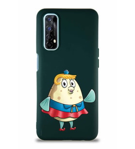Realme 7 Soft Premier Kapak Bayan Puff Tasarımlı Silikon Kılıf - Yeşil (Şeffaf)