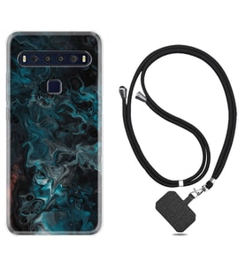 TCL 10L 10 Plus 10SE 20E 20SE 30 L7 Kılıf Boyun Askılı Silikon Colorful Abstract 1384