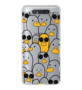 Samsung Galaxy A80 Uyumlu Kapak Duck Tasarımlı Şeffaf Silikon Kılıf
