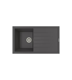 POLEX Cristalüx Granit Eviye P03 Tezgah Altı Ve Tezgah Üstü Mutfak Evyesi 85x49,5cm (Antrasit)