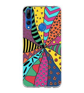 PrintiFy Huawei Y9 Prime 2019 ile Uyumlu 1mm Slim Fit Retro Renkler 4 Baskılı Şeffaf  Kılıf