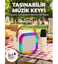 Kablosuz Karaoke Mikrofon Hoparlör Seti Güçlü Ses Çıkışı Yeni Nesil