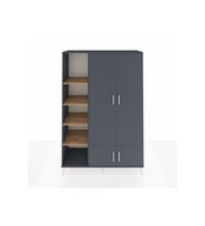 Hyperion Dolap 6 Raflı 4 Kapaklı Tek Askılı 132x44x195 Antrasit-Antrasit/Çam