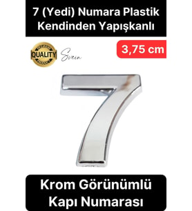 No 7 Kapı Numarası Kendinden Yapışkanlı Masa Dolap Plastik Ev Posta Kutusu Dış Mekan Daire 3,75 cm