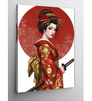 Kanvas Tablo Samuray Geisha Kadın
