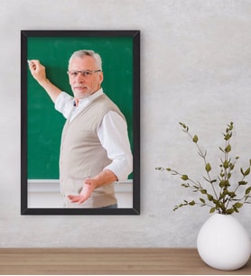BK Gift Kişiye Özel Erkek Öğretmen Fotoğraflı Dekoratif Ahşap Siyah Çerçeveli Tablo-1