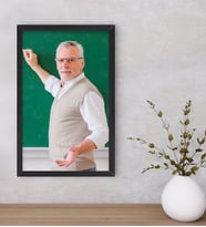 BK Gift Kişiye Özel Erkek Öğretmen Fotoğraflı Dekoratif Ahşap Siyah Çerçeveli Tablo-1