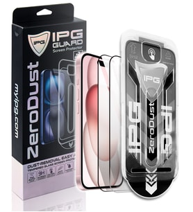 IPG Zero Dust, iPhone 15 Plus-16 Plus için Toz Önleyici Aplikatörlü Temperli Cam Koruma (2 Adet)