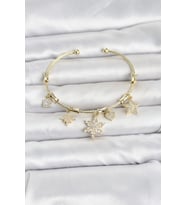 Pirinç Gold Renk Lotus Detay Charmlı Kadın Bileklik