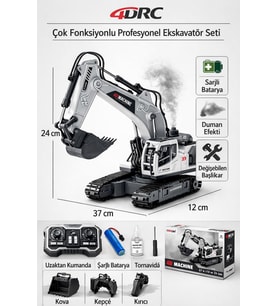 Uzaktan Kumandalı 3 Başlıklı Duman Atan Şarjlı Metal İş Makinesi Kepçe Kırıcı